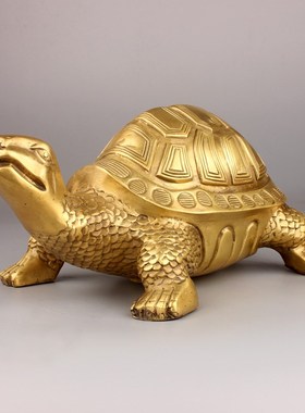 铜艺坊 纯铜乌龟摆件长寿龟家居客厅办公桌工艺品铜龟千年龟摆设