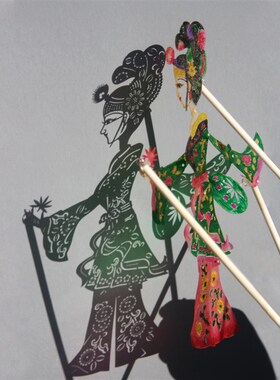 中国民间皮影戏套装陕西传统皮影人偶 花木兰皮影礼盒特色手工艺