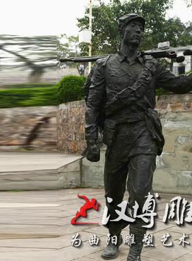 玻璃钢仿铜红军战士人物雕塑铸铜革命烈士塑像铜雕塑扛枪战士人物