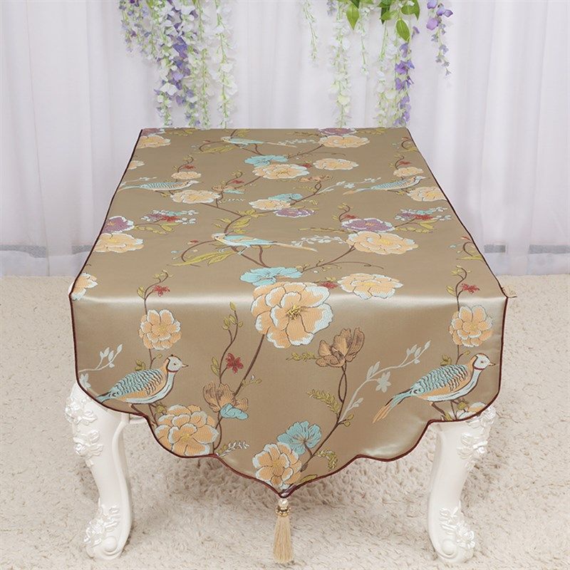 新中式茶几布多袋盖巾简约餐桌旗电视柜洗衣机盖布长方形台布床旗