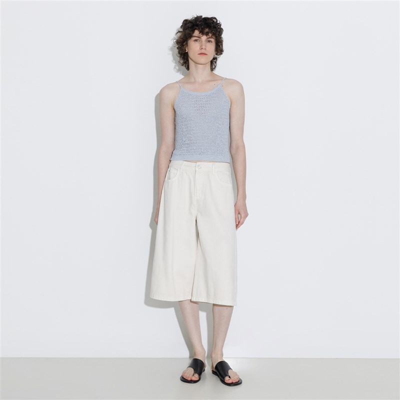 CUBIC复古春旅 水洗棉感宽松版型休闲风六分阔腿牛仔中裤