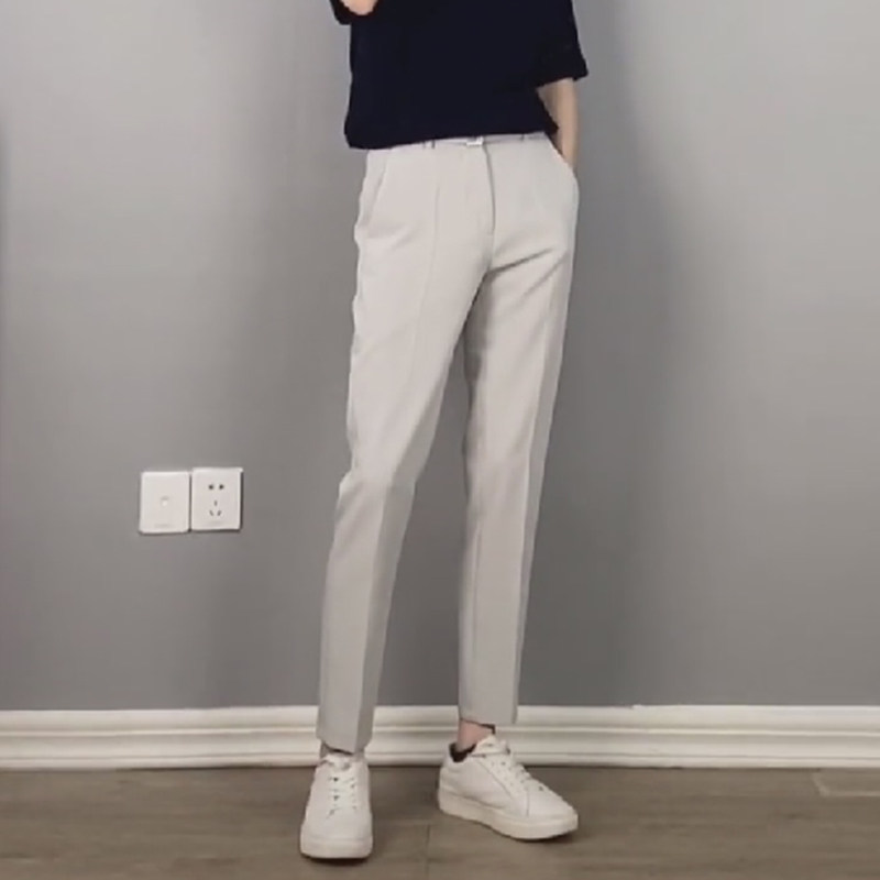 夏季小直筒西裤男学生轻熟风修身免烫休闲男装九分西装裤坠感黑色