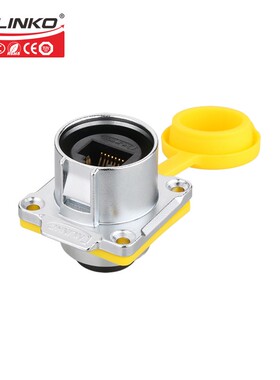 凌科LP24RJ45直通双网口网络线转接头面板安装工业防水插座连接器