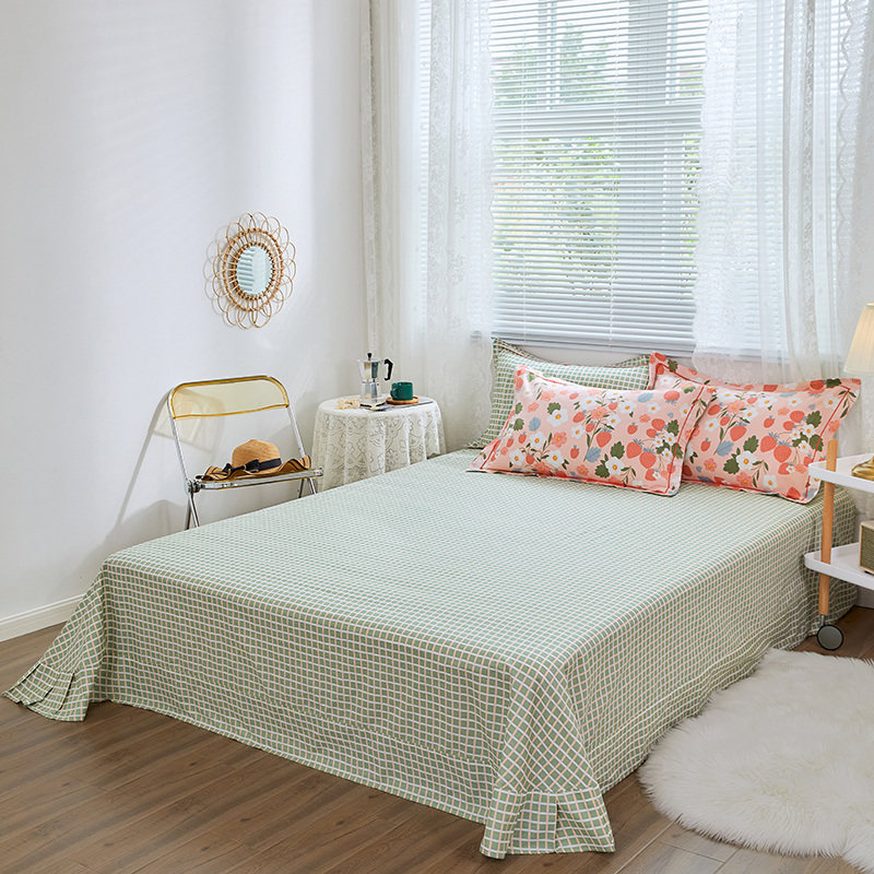 四件套纯棉1.8m床单被套1.5m春秋学生宿舍单人床上用品三件套全棉