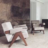 北欧比利时简约实木布艺单人双人位沙发椅洽谈椅交椅民宿客栈家具