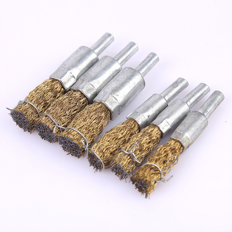钢丝笔刷除锈轮钢丝轮打磨头钢丝刷铜丝刷抛光轮钢丝磨头带柄6mm