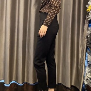 2024春秋装新款高腰四扣小脚西装裤女黑色显瘦九分休闲职业西裤子