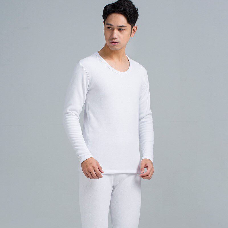 大码男保暖内衣白色加厚加绒胖子大号秋衣秋裤女加肥加大内衣套装