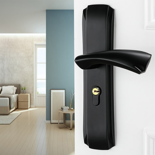 黑色门锁室内卧室房间实木门锁把手家用通用型静音美式磁吸门锁具