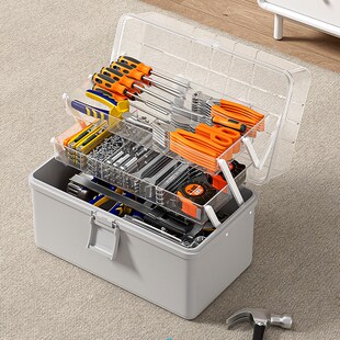 家用针线收纳盒大容量多层带盖整理盒缝纫工具收纳箱透明空盒手提