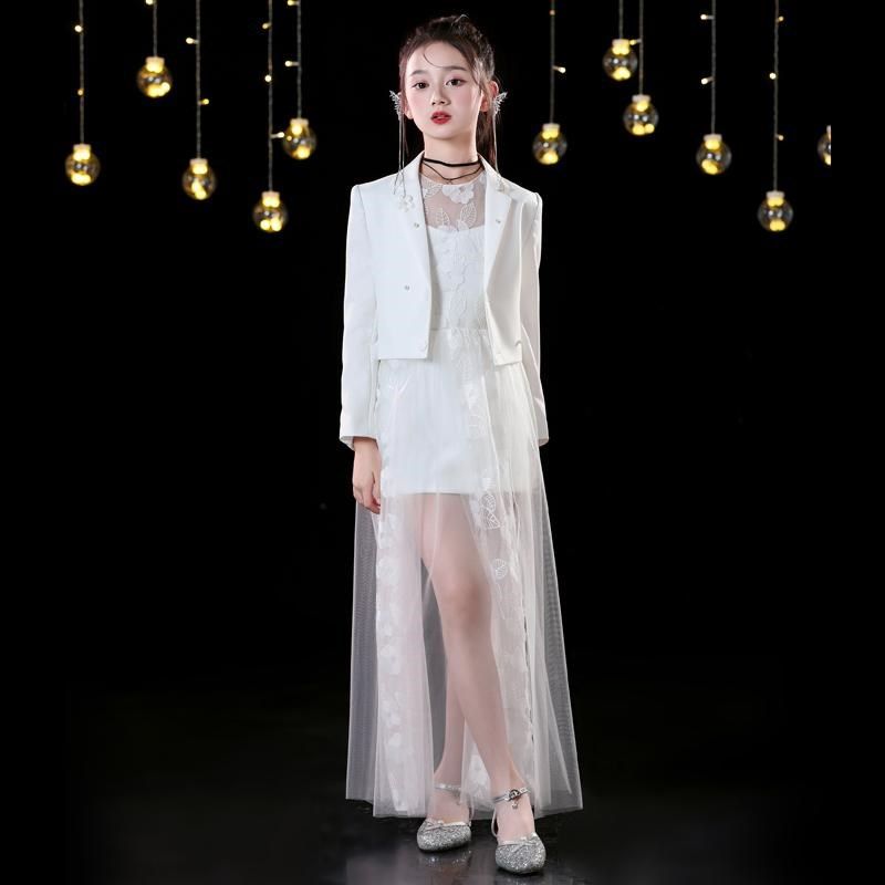 女童西装裙高端气质舞台走秀主持人礼服中大童女孩钢琴演讲演出服