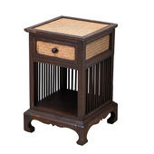 泰国家具床头柜轻奢复古实木藤编柜创意简约储物柜收纳柜茶几边柜