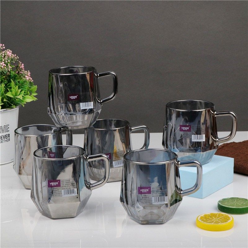 轻奢玻璃把杯水壶网红玻璃杯六角炫彩杯家用果汁饮料牛奶高颜值杯,餐饮具,玻璃杯,淘宝优惠券,粉丝福利购,淘宝优惠卷