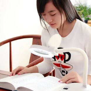 台式放大镜高玻璃篆刻工作台燕窝挑毛用带插电led台灯坐枱