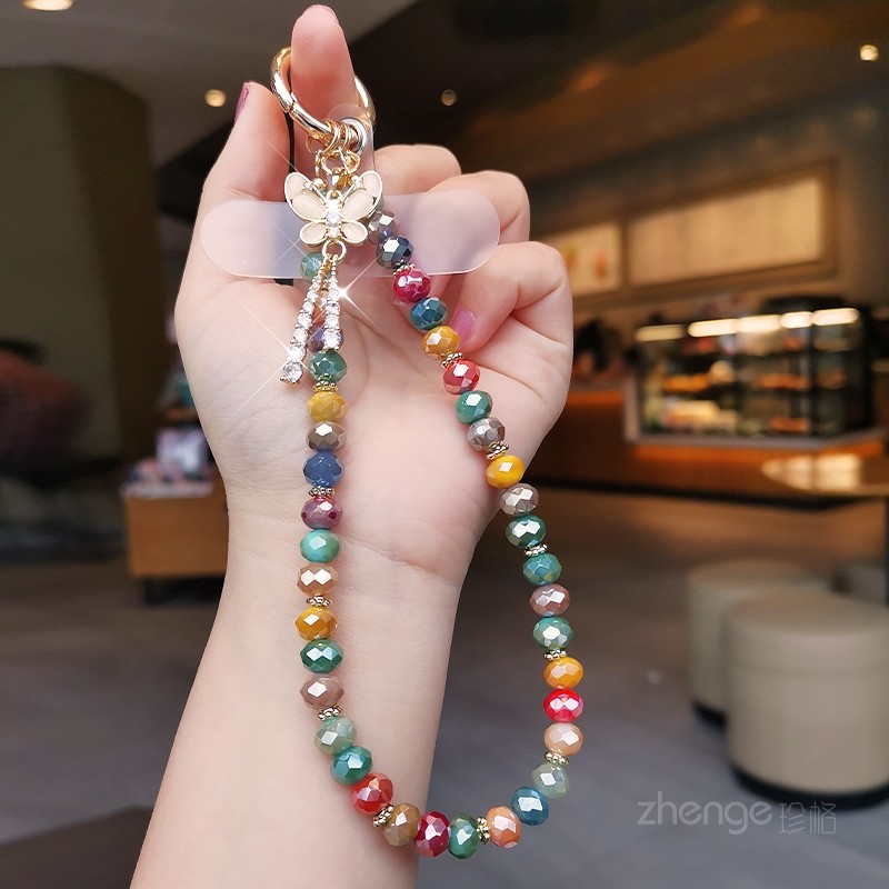复古彩色珠子手链女款手挂绳精品手作手工串珠链时尚小新手腕挂饰