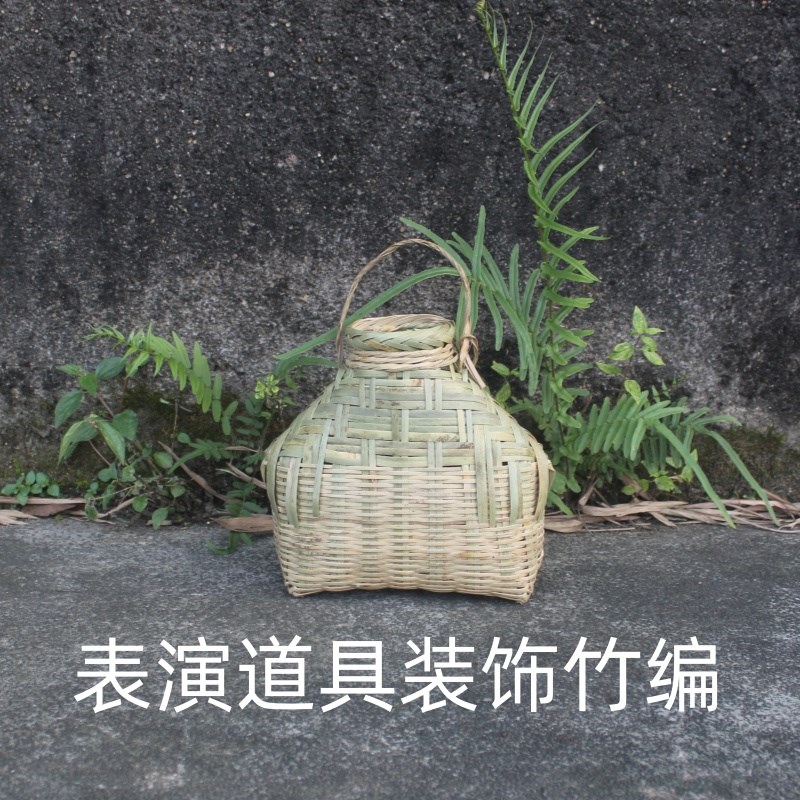 传统竹编鱼篓有盖子竹编制品黄鳝笼抓鱼手编竹篓表演道具装饰竹编