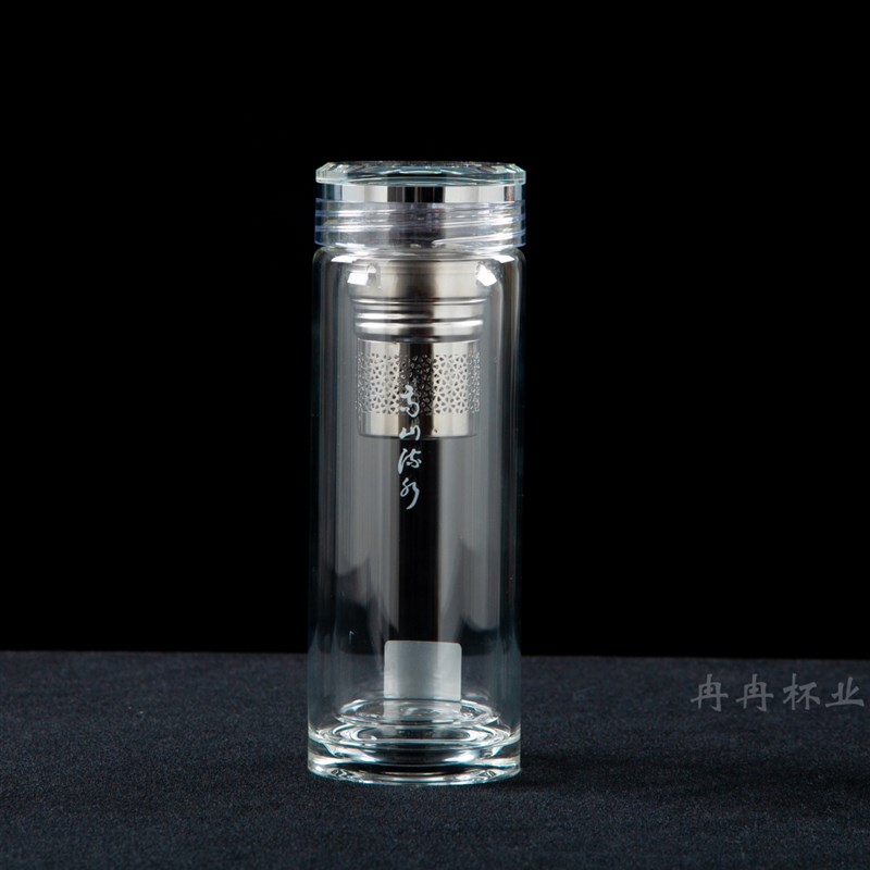 匡迪水晶泡茶杯礼盒独立茶礼品杯子层硼硅水杯