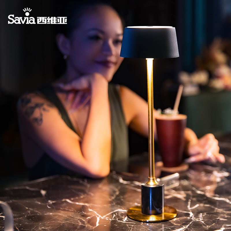 西维亚酒吧桌灯大理石清吧氛围灯led桌面充电台灯吧台装饰可移动