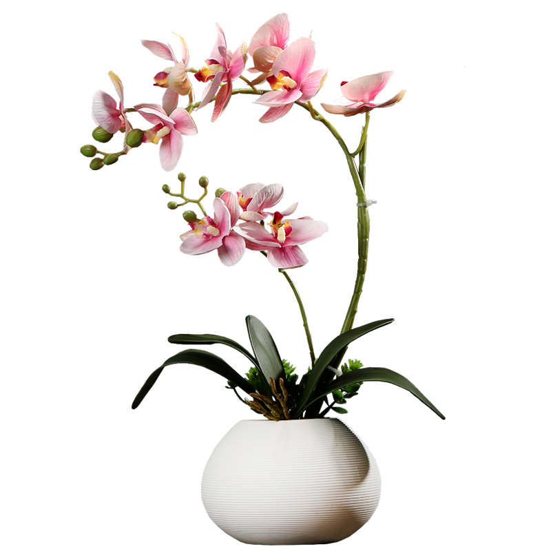中式仿真蝴蝶兰花艺装摆件创意客厅餐桌假花桌面小盆栽装饰摆设