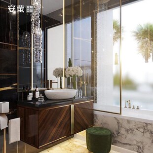 浴室柜定制法式复古洗漱台上盆古典洗手脸面池