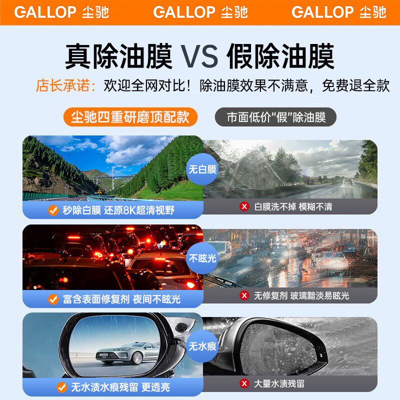 汽车去油膜洁剂前挡风玻璃洗剂强力去除污净油馍驱水翻新护理