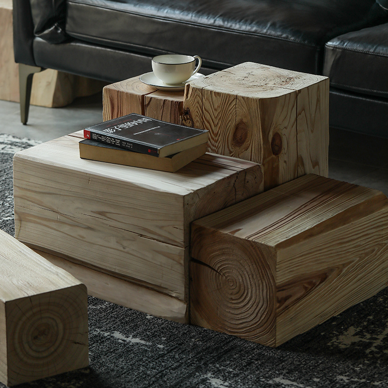 实木方木墩子木桩茶几树桩树墩正方形木头墩子家用木墩木桩凳