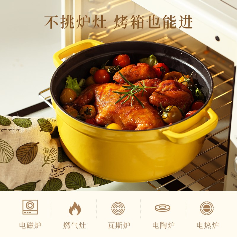 卡罗特珐琅锅铸铁锅家用砂锅炖锅炖盅煲汤锅焖烧锅不粘电磁炉煮锅