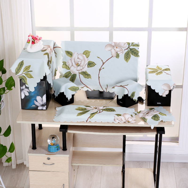 棉麻液晶电脑防尘罩显示器盖巾台式一体机电脑罩套盖布27寸防尘罩