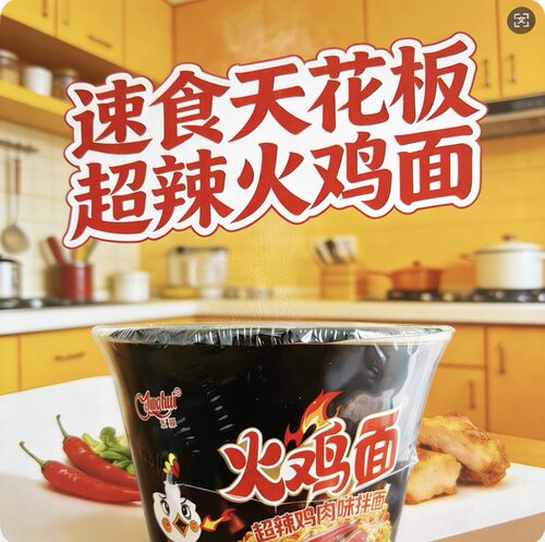 京辉超辣火鸡面桶装整箱12桶