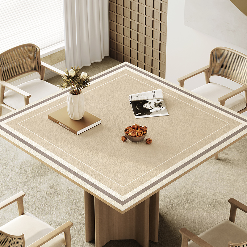 侘寂风方桌桌布pvc皮革免洗可擦八仙桌麻将桌桌垫防水防油台布