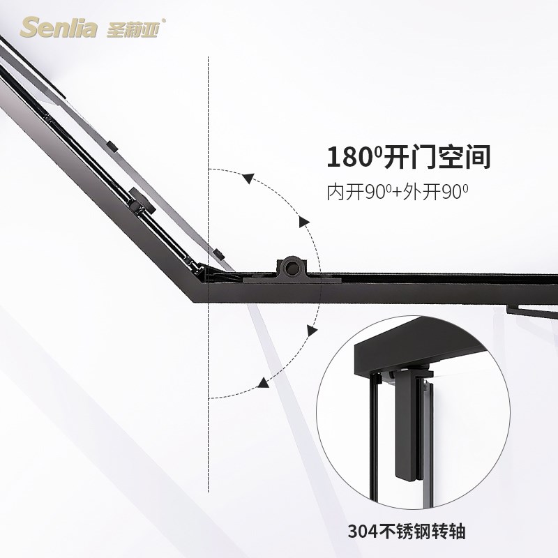 圣莉亚淋浴房极窄砖石形卫生间洗澡隔断门浴室玻璃推拉门干湿分离