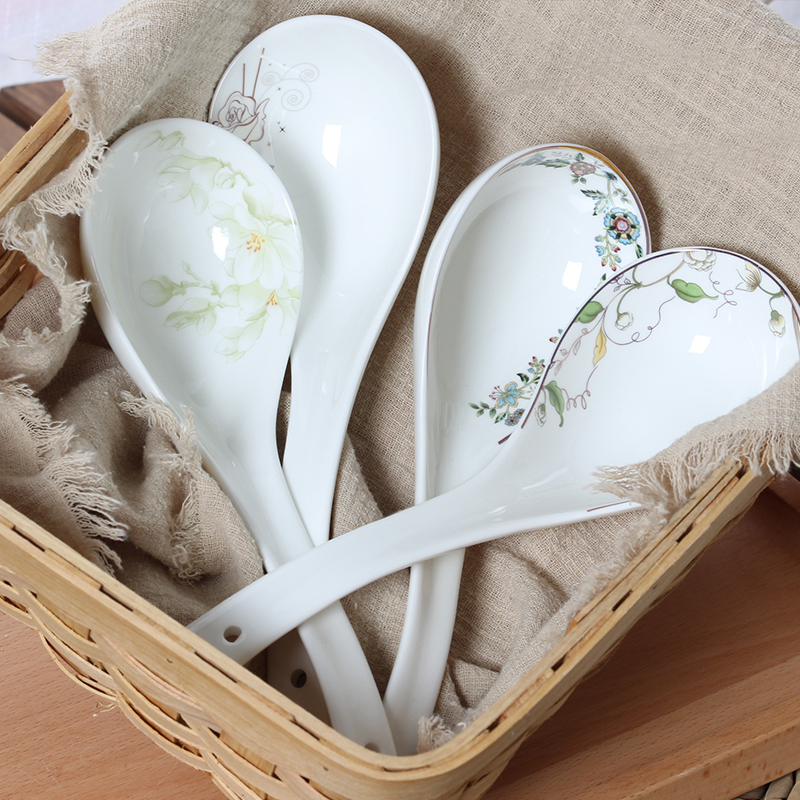 大汤勺 长柄勺子陶瓷勺创意纯白色骨瓷勺子装骨瓷餐具大马戈勺