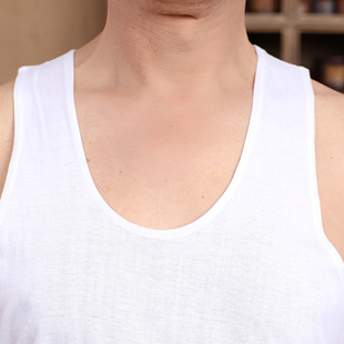 男士全纯棉跨栏背心中老年宽松打底内衣老头衫短袖圆领汗衫夏季