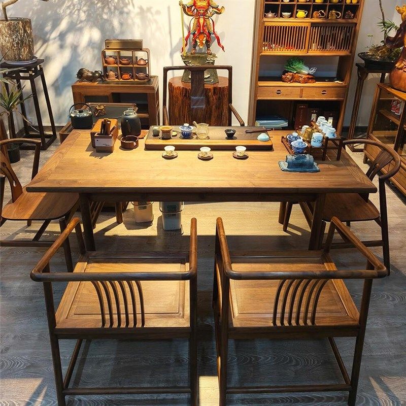新中式禅意北美黑胡桃白蜡木茶桌椅茶台办公室茶室酒店民宿泡茶桌,住宅家具,家用茶台/茶桌,淘宝优惠券,粉丝福利购,淘宝优惠卷