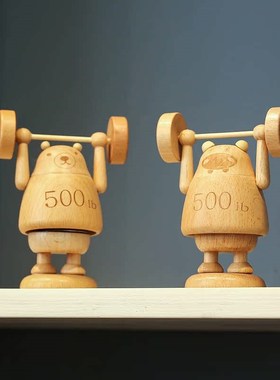 木质车载摆件创意生日礼物可爱桌面弹簧摇头娃工艺品汽车装饰品