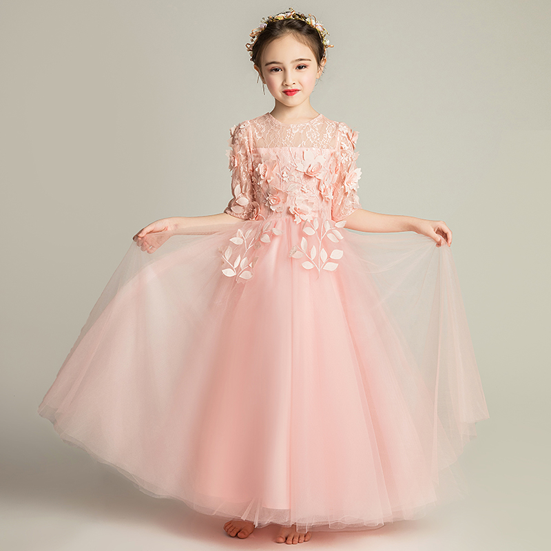 儿童婚纱晚礼服公主裙蓬蓬纱女童小主持人演出服钢琴表演服2023秋