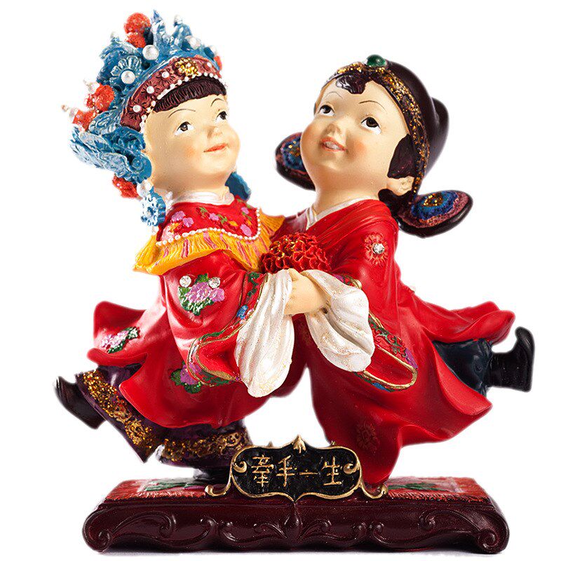 金石工坊新婚结婚礼物送闺蜜订婚纪念日创意情侣娃娃婚庆摆件