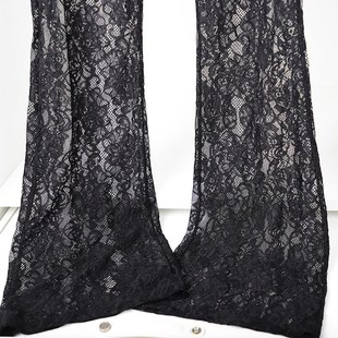 2022春夏装高腰显瘦蕾丝微喇女裤子镂空蕾丝喇叭裤加长裤性感女裤