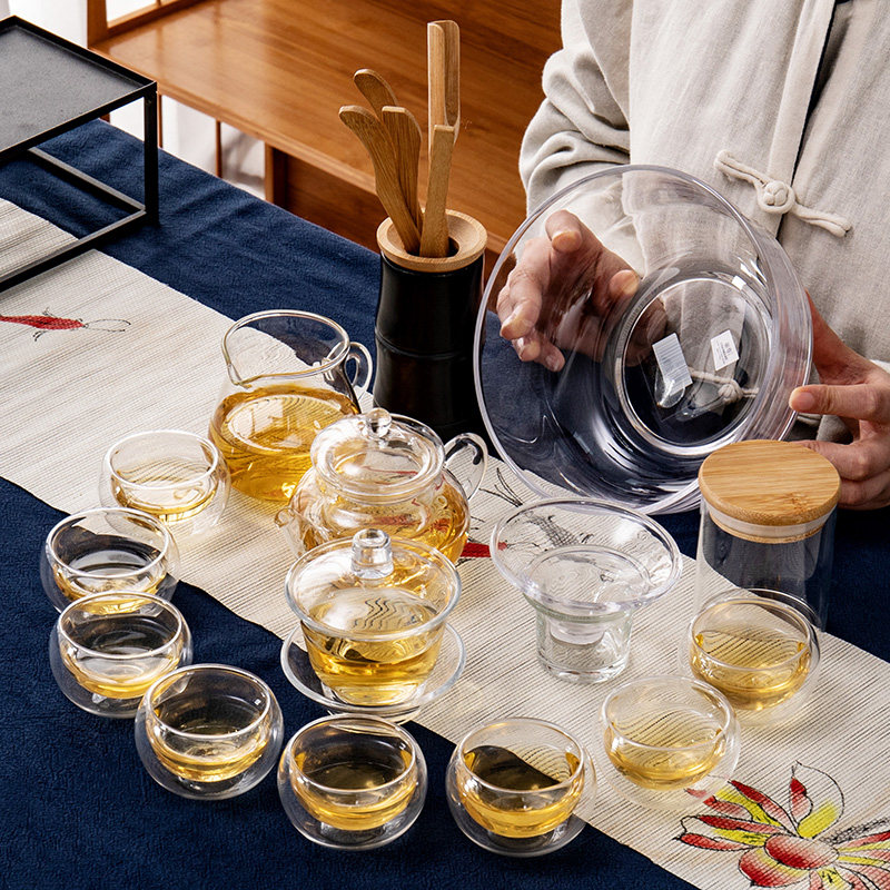 玻璃茶具套装家用客厅耐热茶壶功夫双层杯隔热中式泡茶办公室会客