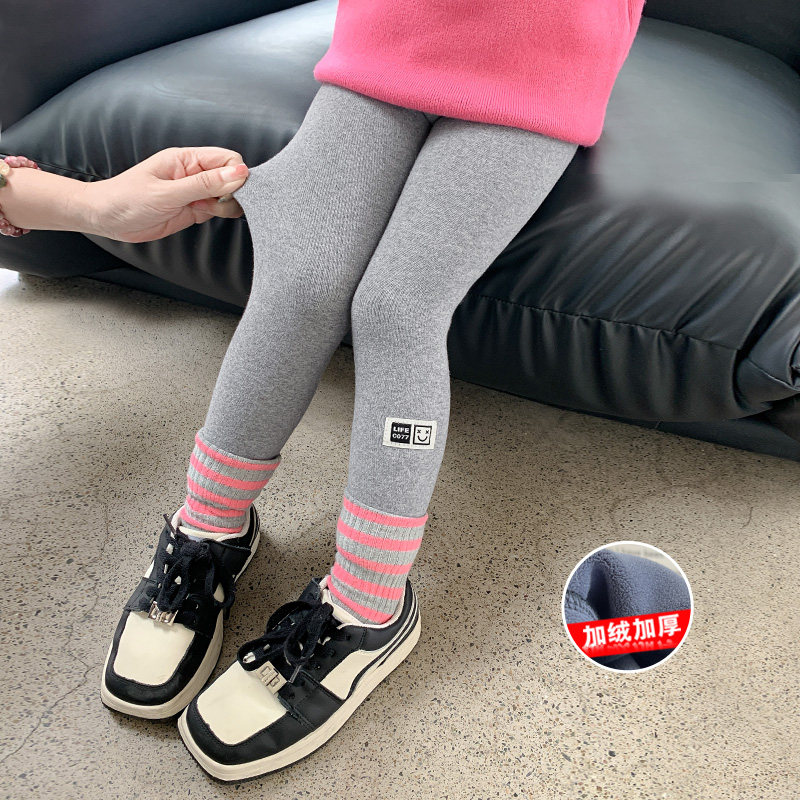 女童加绒打底裤加厚秋冬装外穿洋气女宝宝棉裤小女孩保暖儿童裤子