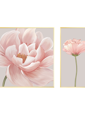 牡丹花卧室装饰画2023新款餐厅客厅壁画两联北欧温馨主卧床头挂画