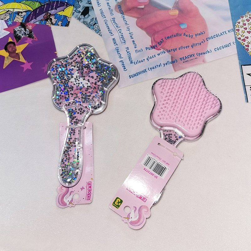 少量 欧美单decora甜美少女粉五角星亮片流沙梳子可爱便携顺发梳,家庭/个人清洁工具,梳子/化妆梳/按摩梳,淘宝优惠券,粉丝福利购,淘宝优惠卷