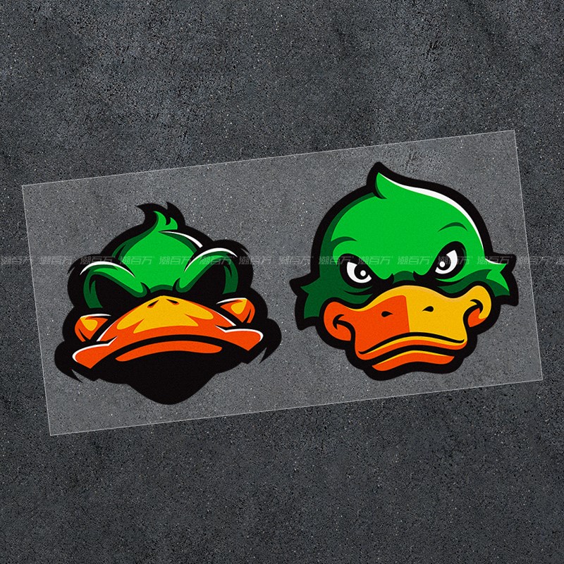 凶恶卡通鸭头趣味汽车贴纸划痕遮挡摩托电动车个性防水改装贴花