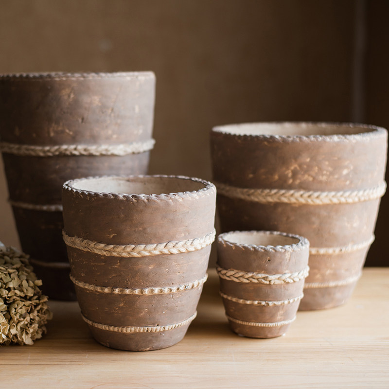 塔沙红陶粗陶庭院花盆花瓶花器复古欧式装饰摆件手工艺术泥瓦盆
