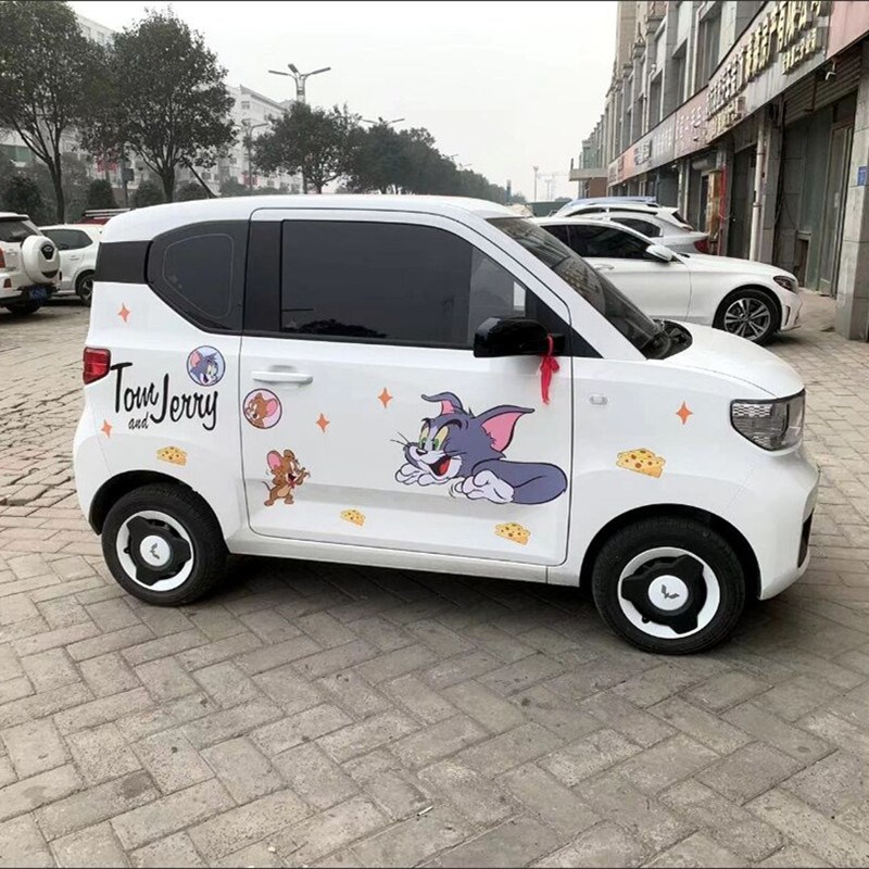 五菱宏光mini车贴猫和老鼠可爱搞笑创意车身拉花车门划痕装饰贴纸