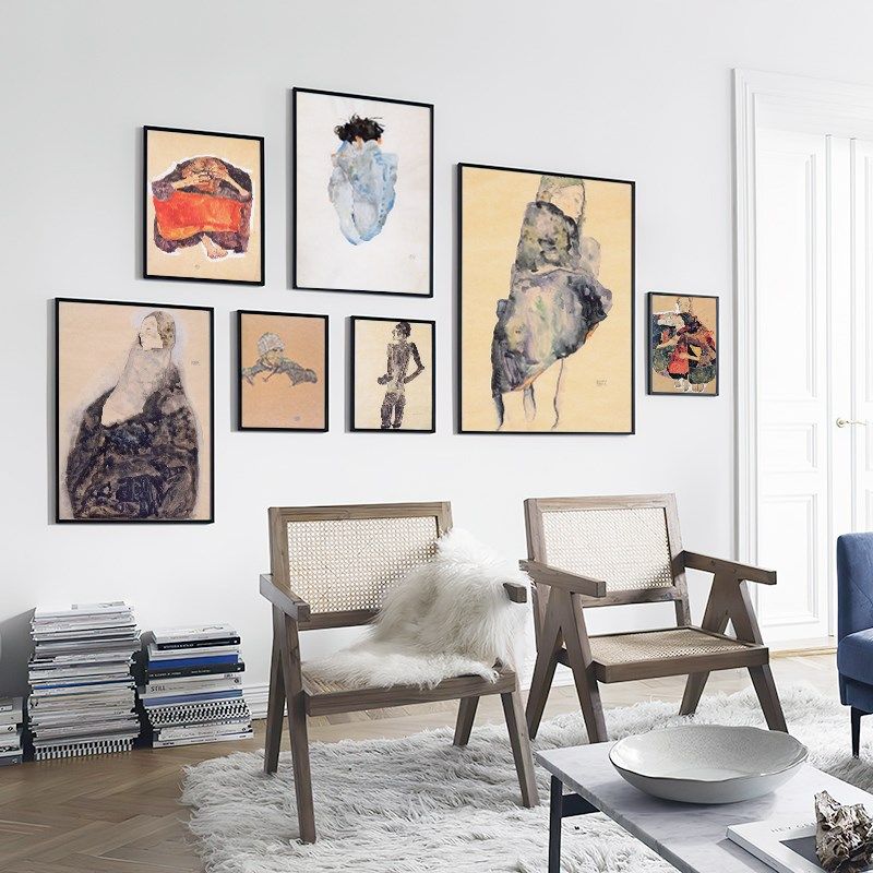 世界名画奥地利埃贡席勒复古装饰画画芯复古艺术墙挂画内芯人物画,家居饰品,现代装饰画,淘宝优惠券,粉丝福利购,淘宝优惠卷