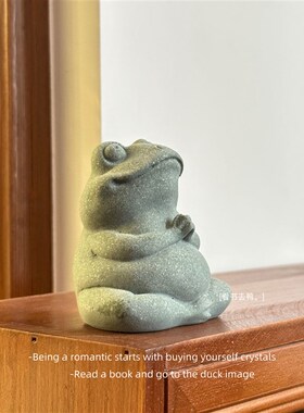 创意金蟾打坐青蛙桌面摆件 禅意风格中式艺术装饰日常送礼