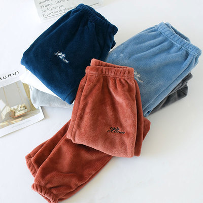 暖暖裤珊瑚绒睡裤男女冬长裤情侣大码法兰绒裤子厚保暖居家裤外穿