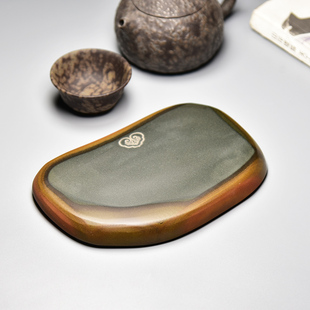 高档老坑精品文房四宝纸墨笔砚套装喝茶品茶专用天然原石金皮籽料