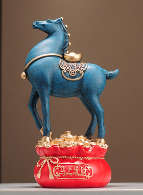 马上有钱发财摆件新中式客厅博古架酒柜装饰品办公室开业乔迁礼物